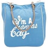 Gigi Chantal Blue and White Canvas Shopping Bag
