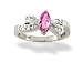 14K White Gold Genuine Marquise Pink Tourmaline and Diamond Bow Ring