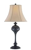 IMAGE OF Metal Table Lamp with Beige Fabric Shade in Black Bronze Finish