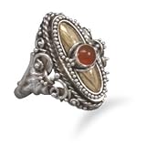 Sterling Silver and 14 Karat Gold Plate Carnelian Ring