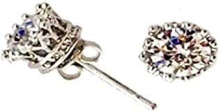 Bridal Wedding Crystal Crown Setting Solitaire Earrings AMORE PROMISE