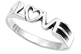 .925 Silver Love Ring Size Width 5mm - Silver Ring is Electroplated Womens Rings Size 5, 6, 7, 8, 9 & 10. Commitment Rings for women rings for teens girls. Purity Ring or Anniversary Gifts for her. I Love you Gifts.