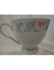 FTDA China Tea Cup, Pink Rose Tea Cup with Silver Trim
