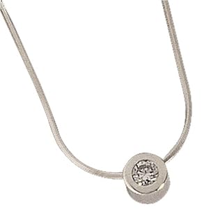 14kt White Gold Designer Style Diamond Solitaire Necklace