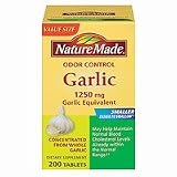 Nature Made Herbs Odorless Garlic Supplement Tablets, 1250mg, 200-Count Box