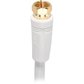 3' White RG-6 Digital Coaxial Cable With Gold Plated F Connectors-T56479