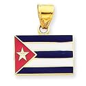 14k Enameled Cuba Flag Pendant