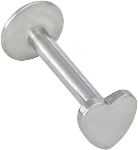 16g Monroe or Labret Lip Ring Studs: Surgical Steel Internally Threaded Heart Top Stud *Choose Size*