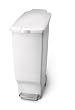 simplehuman Step Trash Can, Slim, Plastic, 10-1/2 Gallons, White