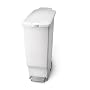 Simplehuman 40 L white slim plastic pedal bin