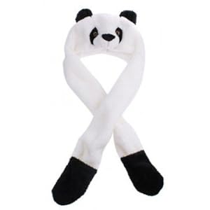 Panda Hat with Long Mittens Plushy Animal Cap