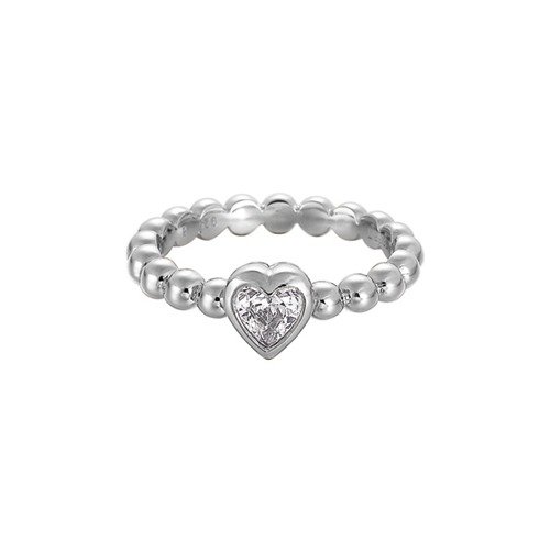 Esprit Damen-Ring pellet heart silver 925 Sterlingsilber 1 Zirkonia farblos Gr. 19 ESRG917 Preisvergleich