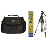 Tripod & Carrying Case Kit Exclusive For The Canon FS300 FS31 HF M300 HF M30 HF M31 HF S200 H S20 HF S21 Flash Memory Camcorder Includes 57Inch Tripod + Deluxe Camcorder Carrying Case