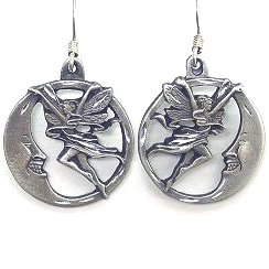Earth Spirit Earrings - Fairy and Moon - Earth Spirit Earrings - Fairy and Moon