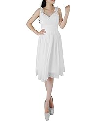 V-neck Above the Knee Short Sleeveless Spaghetti Strap Chiffon  Dress