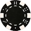 25 Clay Composite Dice Striped 11.5 gram Poker Chips, Black