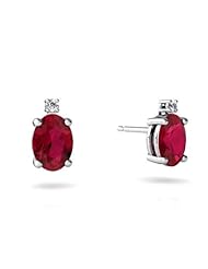 Created Ruby 14kt White Gold Stud Earrings