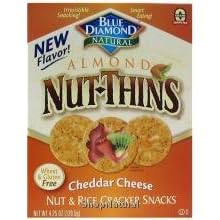 Almond Nut Thins, Cheddar Cheese, Wheat Free, Gluten Free, 4.25 oz. by Blue Diamond Nut Thins