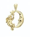 14K Angel on Moon Pendant - GH10113