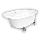 American Bath Factory B4-72-WW-RH-NH-M2-45-SN Caspian Whirlpool Clawfoot Bathtub in White, Armada Fe