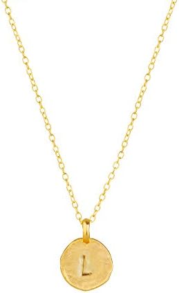Gold Plated 925 Sterling Silver Matt Finish Initial Disc L Necklace