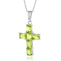 Sterling Silver & Peridot Cross Pendant with 18" Chain
