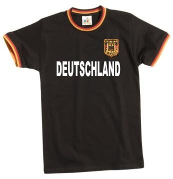 Deutschland Flag T-Shirt im Trikot Look + Wappen S-XXL schwarz s/r/g XXL