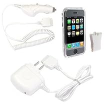 Apple Ipod iPhone 1st Gen (NOT for iPhone 3G) PDA Accessory Bundle Kit - Rapid Home Travel + Car Charger with Ic Chip + Transparent Clear Crystal Snap On Cover Case with Belt Clip By Bargaincell