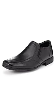 Leather Square Toe Wide Fit Slip-On Shoes