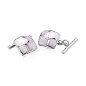 Women's Pink Mother of Pearl Sterling Silver Cufflinks with Presentation Box