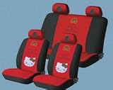 New Hello Kitty Universal Car Seat Cover - 10pcs Full Set... Red - With Free Gift of Non-slip Dash Grip Pad Mat