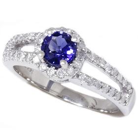 1.00CT 14k White Gold Saphire Round Diamond Accent Engagement Anniversary Promise Ring Womens Band (G/H) color (I1) clarity