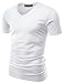 Doublju Mens Trendy Regular Fit Plus Size V-Neck T-shirt WHITE, US L / Asia XL