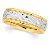 14K Two-Tone Gold Comfort Fit Wedding Band For Men and Women - Sizes 5 - 12.5