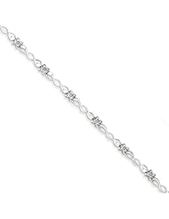 Sterling Silver Diamond Figure 8 And Butterfly Link Bracelet, Best Quality Free Gift Box Satisfaction Guaranteed