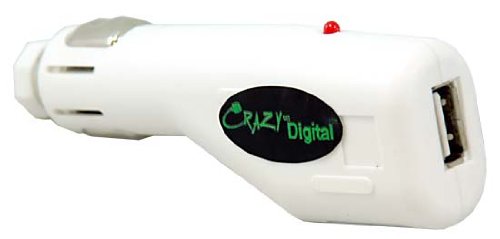CrazyOnDigital USB Car Charger for Apple iPad (White)
