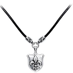 Oxidized Sterling Silver Stigma Le Fleur Shield Necklace