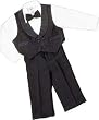 Boys "Mini" Tuxedo Dress Slacks Set Satin-trim Lined Vest, Bowtie, Dress Shirt Infants & Toddlers, Black or White