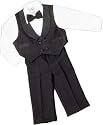 Boys "Mini" Tuxedo Dress Slacks Set Satin-trim Lined Vest, Bowtie, Dress Shirt Infants & Toddlers, Black or White
