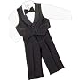 Boys "Mini" Tuxedo Dress Slacks Set Satin-trim Lined Vest, Bowtie, Dress Shirt Infants & Toddlers, Black or White