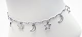 Anklet Bracelet Fashion Jewelry – Silver Tone Moons Stars