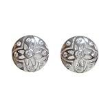 Etched Flower Cubic Zirconia Silver Stud Earrings
