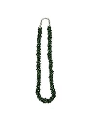 200.00 Cts Natural Green Tourmaline Bead Tumble Necklace in Silver