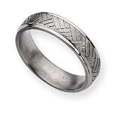 Contemporary Titanium Basket Weave Design 6mm Brushed and Polished Band Size 6-13 - by Chisel