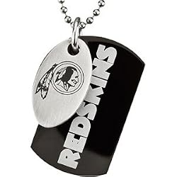 Stainless Steel Washington Redskins Logo Double Dog Tag Necklace
