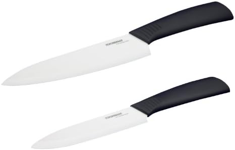 Toponeware CKBKW57 2-Piece Ceramic Knife Set, Black/White