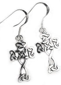 New Celtic Knotted Cross Hook Earrings Sterling Silver