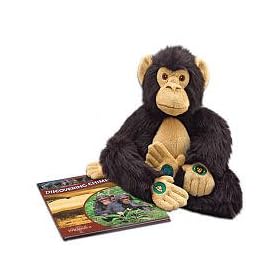 Encyclopedia Britannica Chimp Plush Learning Animal Set with Illustrated Chimpanzee Book