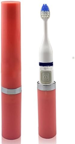 Outlets Portable Pocket Sized Healthy Travel Electric Sonic Vibration Toothbrush Ultrasonic with 3 Brush Heads-- Pink