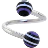 Purple-White-Black BAZOOKA Spiral Twister Belly Ring